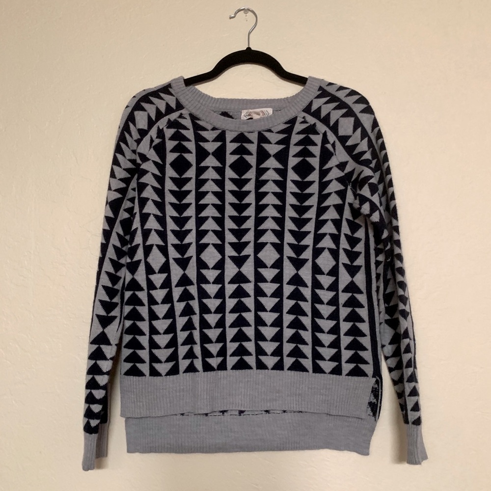 Navy Blue Geometric Pattern Sweater